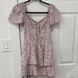 Lush Pink Lace Mini Dress
